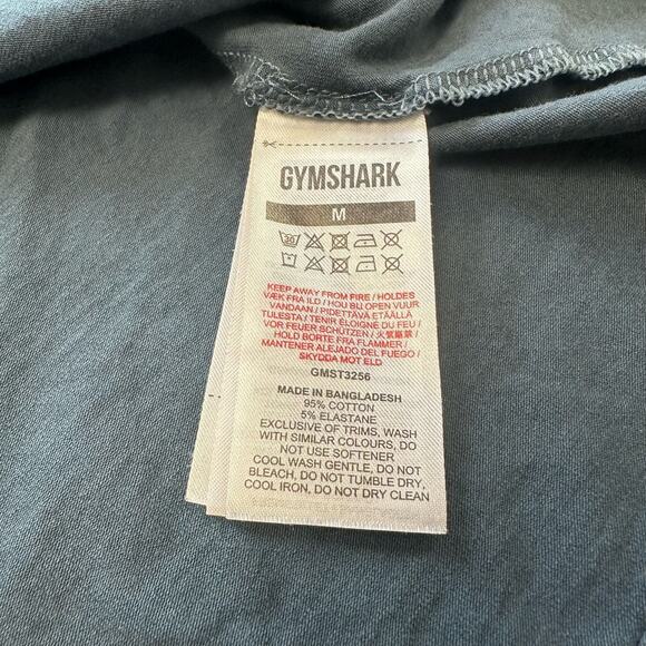 Gymshark Shirt Blue Gray Mens M Crewneck Geometric Honeycomb Gradient Stretch - Picture 7 of 10